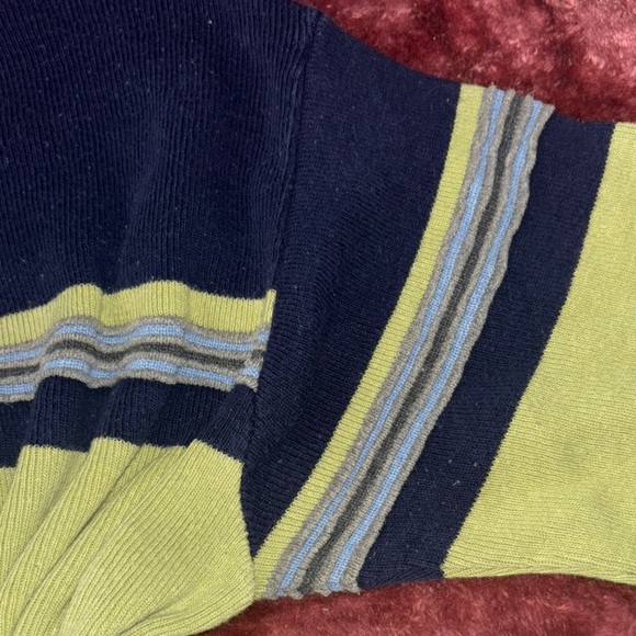 Striped Green and navy Women's Sweater - Picture 2 of 8
